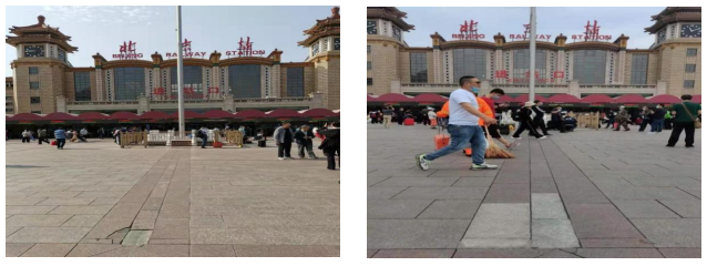 广场地砖修复前后对比图 广场地砖修复前后对比图